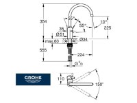 MEDIDAS GROHE 32843002 MONOMANDO FREGADERO